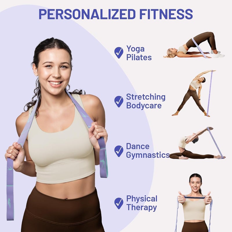 Slim Panda Stretch Strap, Dance Stretch Bands Flexibility, Elastic Yoga Stretching Strap with 9 Loops for Physical Therapy, Pilates, Yoga, Ballet, Gymnastics Stretching Bands for Exercise - Image 3